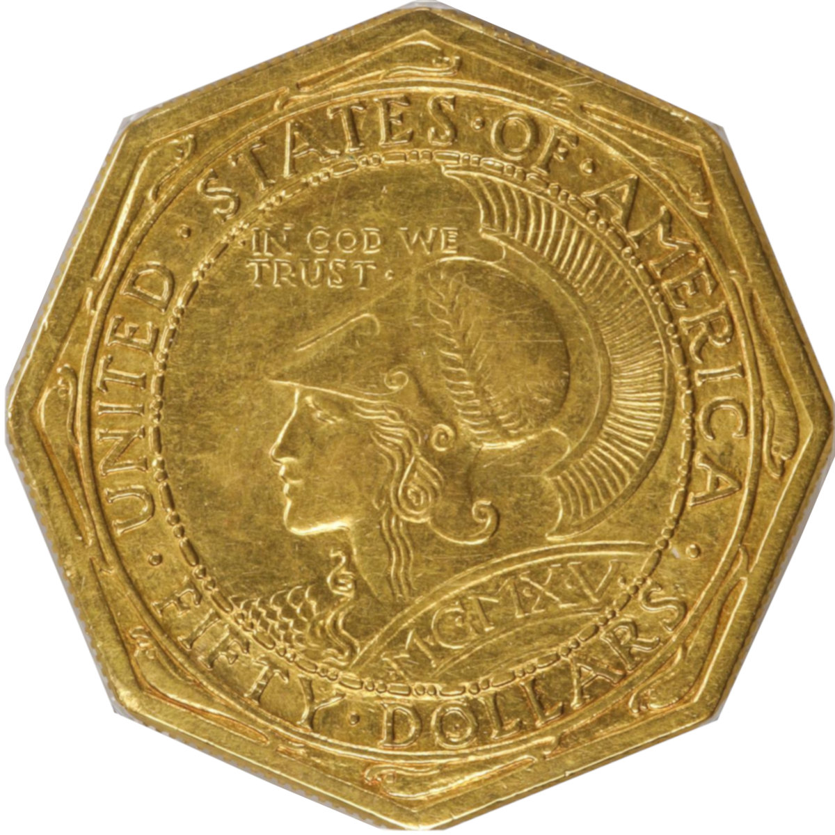 1915-S-$50-Panama-Pacific-Expo-Gold-Commemorative,-Octagonal